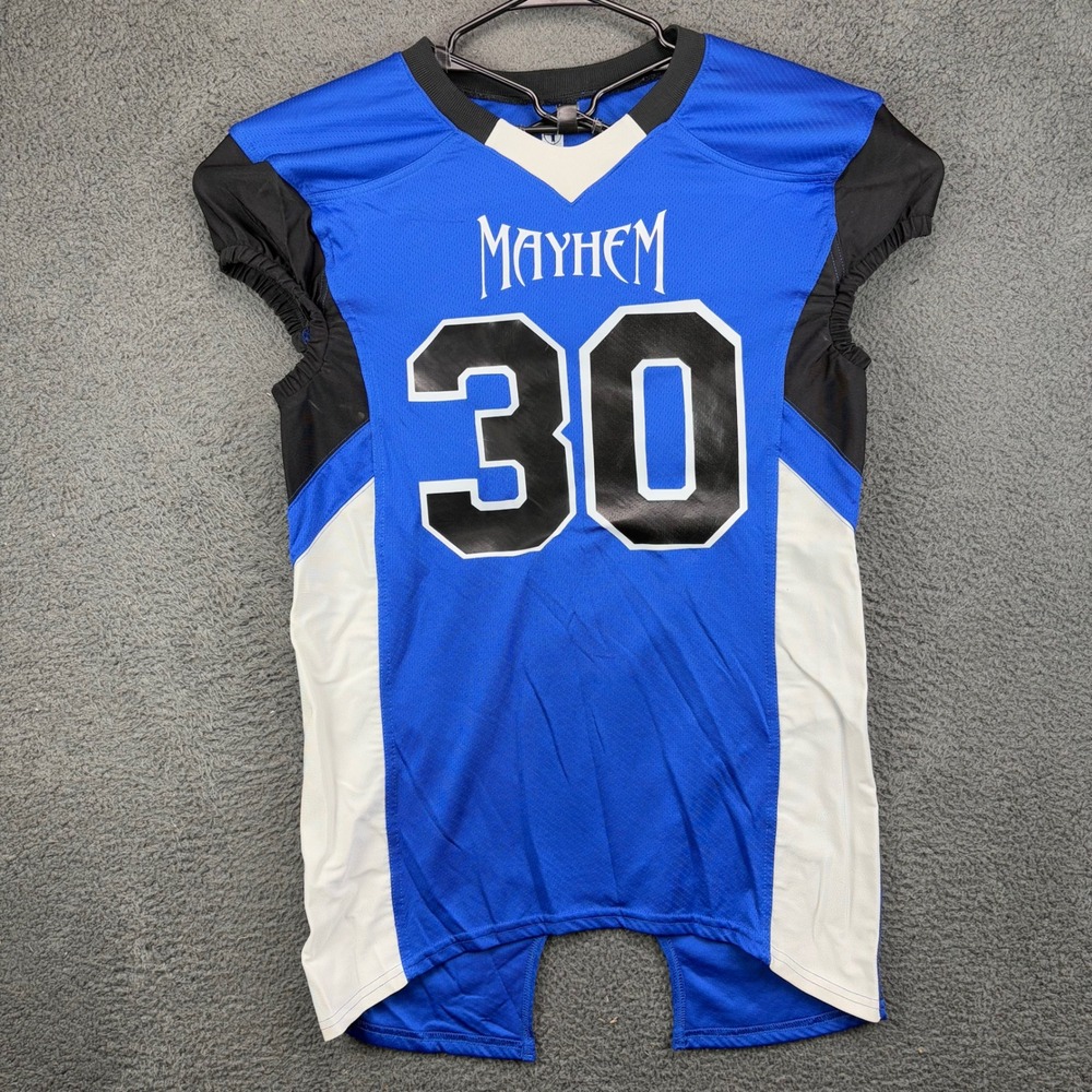 Teamwork Athletic Football Jersey Mens Large Blue Black Mayhem Nate 30 1378-14-L